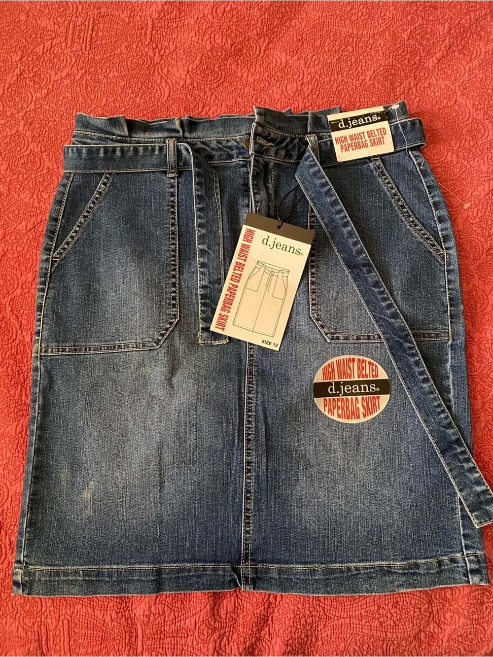 d. jeans Dark Blue Denim High-Rise Skirt with Contrast Stitching